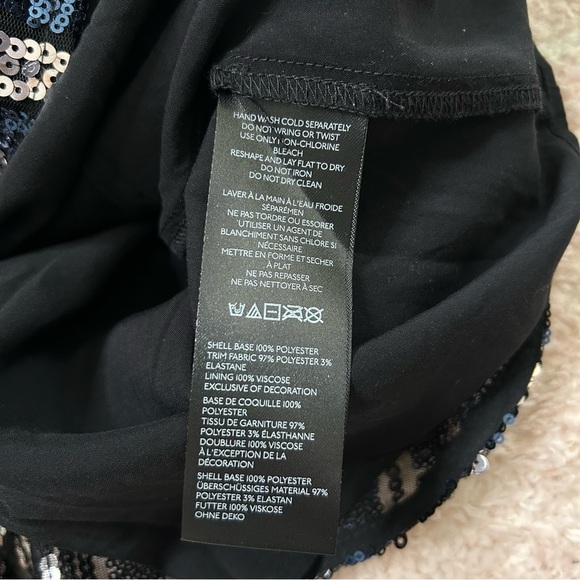 NWT Maeve Sequin Midi Slip Dress Vertical Stripe Navy Silver Black Size Medium - Picture 8 of 12